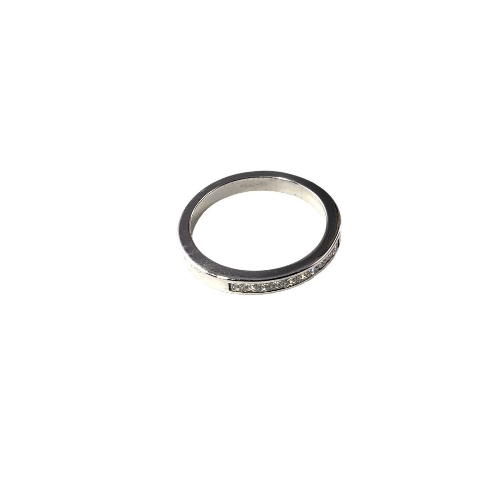 Vintage Platinum and Princess Diamond Wedding Band Ring Size 6.75 #14074 - Picture 2 of 7